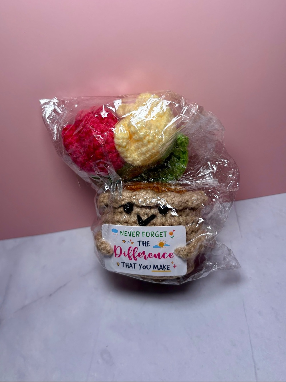 💐 Crocheted Flower Pot Plush - “Never Forget The Difference That You Make”